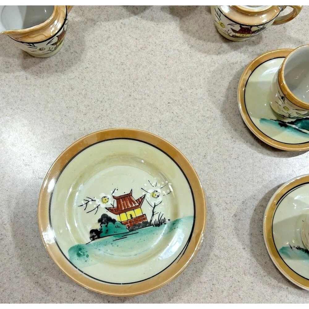Vintage Miniature 16 Piece Set of Hand Painted Doll China Japan 16 Piece Set